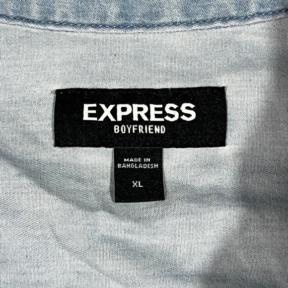 Express Boyfriend Button Up Shirt Blue Denim Women’s Size XL - Picture 2 of 7
